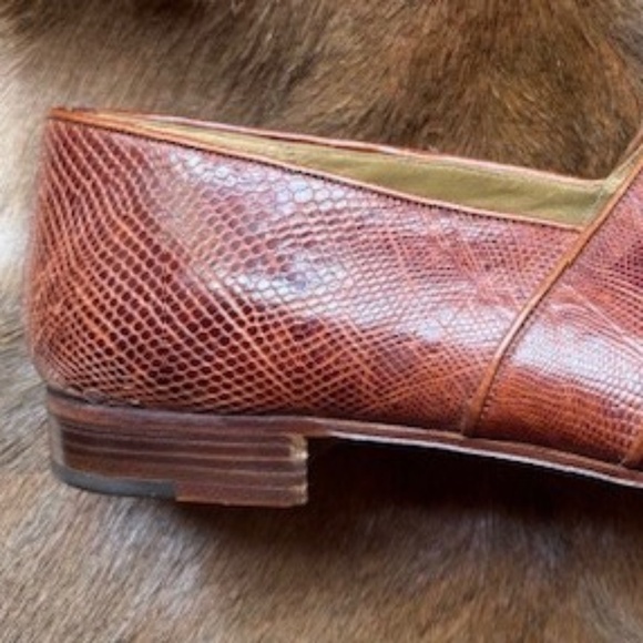Brown Lizard Leather DANIELE FERRADINI Dress Loafers 11.5 [VINTAGE - NEVER WORN] - Picture 10 of 11
